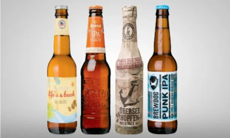 Vier flesjes met IPA bier